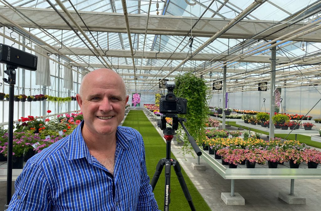 Shaun McKenna at Haar’s Nursery on the photography assignment